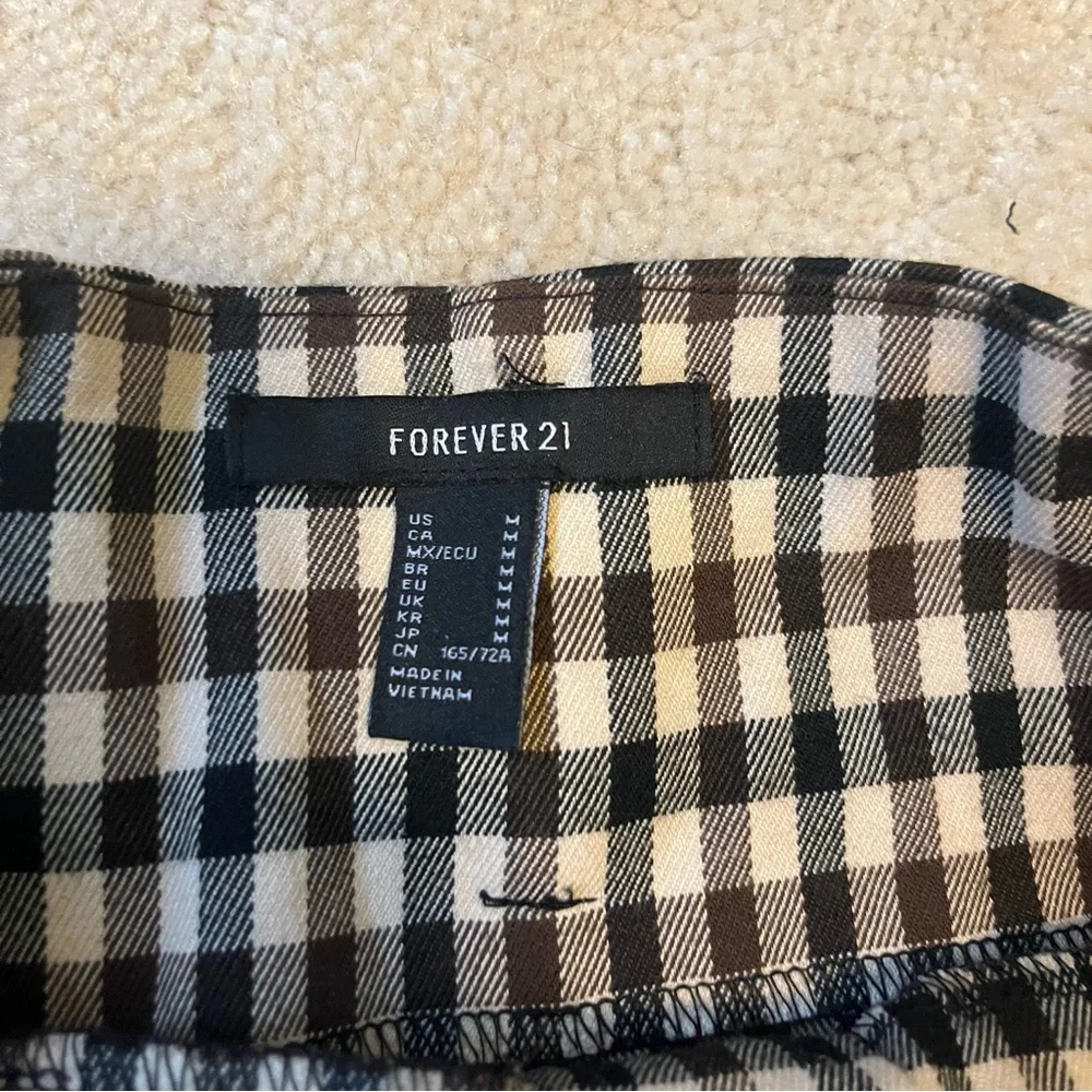 Forever 21 Black & White Gingham High-Waist Belted Shorts